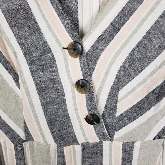 Urban Outfitters Women's Pink Blue Linen Blend Zip Up Long Jumpsuit Size Small - Picture 5 of 12